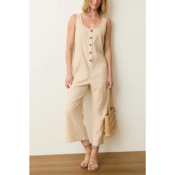 MARINE LAYER Pants - NEW MARINE LAYER sydney beach jumpsuit in natural stripe